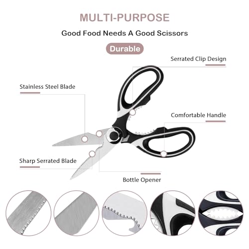 Kitchen Shears,Multifunctional Heavy Duty Kitchen Scissors - Ultra Sharp Stainless Steel Shears for Chicken, Poultry, Meat,Fish, Vegetables and BBQ