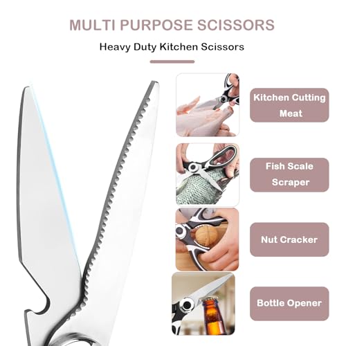 Kitchen Shears,Multifunctional Heavy Duty Kitchen Scissors - Ultra Sharp Stainless Steel Shears for Chicken, Poultry, Meat,Fish, Vegetables and BBQ