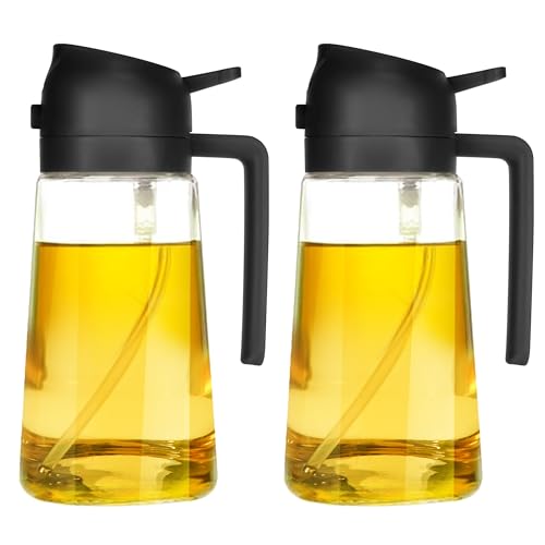 16oz Oil Dispenser Bottle for Kitchen - 2 in 1 Olive Oil Dispenser and Oil Sprayer - 470ml Olive Oil Bottle - Oil Sprayer for Cooking, Kitchen, Salad, Barbecue Black