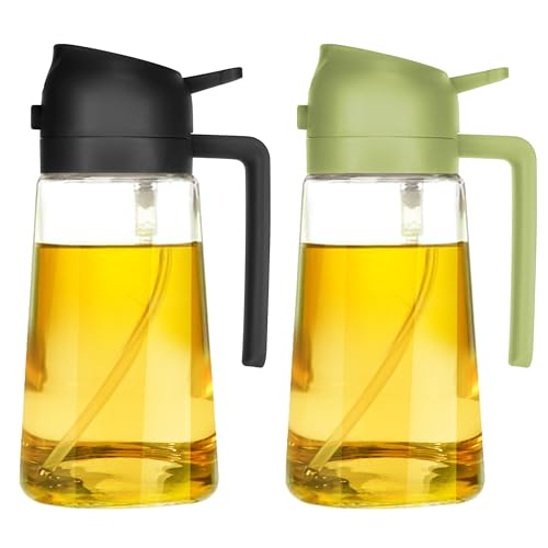 16oz Oil Dispenser Bottle for Kitchen - 2 in 1 Olive Oil Dispenser and Oil Sprayer - 470ml Olive Oil Bottle - Oil Sprayer for Cooking, Kitchen, Salad, Barbecue Black