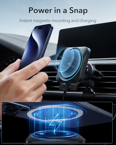 MagSafe Car Mount Charger with CryoBoost, Magnetic Wireless Car Charger Compatible with MagSafe Car Charger, for iPhone 15/14/13/12, Fast Phone Cooling Charger