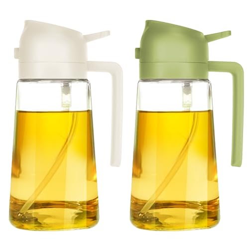 16oz Oil Dispenser Bottle for Kitchen - 2 in 1 Olive Oil Dispenser and Oil Sprayer - 470ml Olive Oil Bottle - Oil Sprayer for Cooking, Kitchen, Salad, Barbecue Black