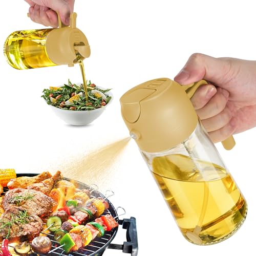 16oz Oil Dispenser Bottle for Kitchen - 2 in 1 Olive Oil Dispenser and Oil Sprayer - 470ml Olive Oil Bottle - Oil Sprayer for Cooking, Kitchen, Salad, Barbecue Black