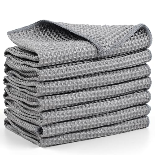 7 Pack Kitchen Dish Cloths, Dish Towels 100% Cotton Waffle Weave, 12 X 12 Inch Dish Cloths for Kitchen, Dish Cloths for Washing Dishes, Dish Towels for Kitchen Drying