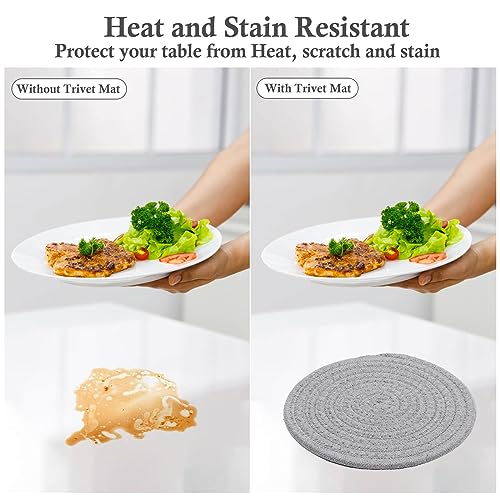 7" Trivets for Hot Dishes, Hot pots and Pans, 4 Heat Resistant Hot Pads, Pot Holders for Kitchen, Hot Plate Mats for Kitchen Countertops, Table, Home Essentials, Farmhouse Decor