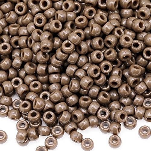Auvoau 1000Pcs Pony Beads Bracelet 9mm Black Plastic Barrel Pony Beads for Necklace,Hair Beads for Braids for Girls,Key Chain,Jewelry Making (Black)