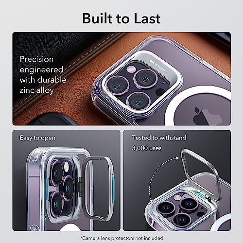 iPhone 14 Pro Case, Compatible with MagSafe, Built-in Camera Ring Stand, Military-Grade Protection, Magnetic Phone Case for iPhone 14 Pro, Classic Kickstand Case (HaloLock), Clear