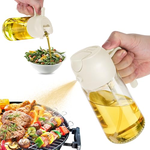 16oz Oil Dispenser Bottle for Kitchen - 2 in 1 Olive Oil Dispenser and Oil Sprayer - 470ml Olive Oil Bottle - Oil Sprayer for Cooking, Kitchen, Salad, Barbecue Black